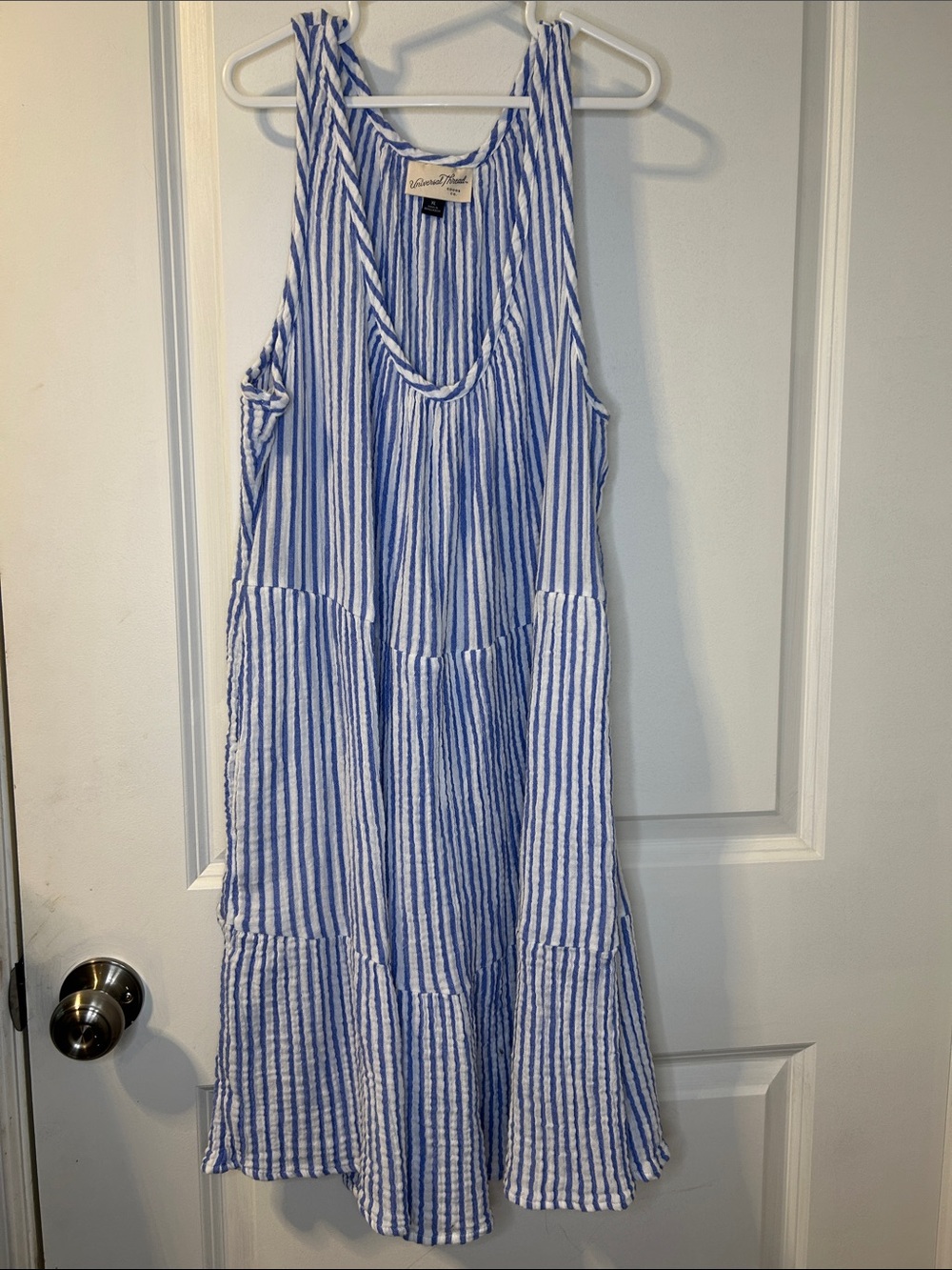 Universal Thread Blue and White Striped Tiered Sundress